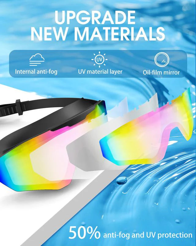 Panoramic Anti-Fog Swim Goggles with Earplugs & Nose Clip