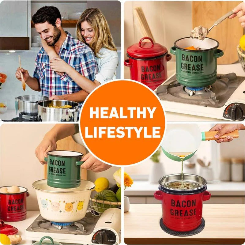 OilPot Bacon Grease Container with Strainer