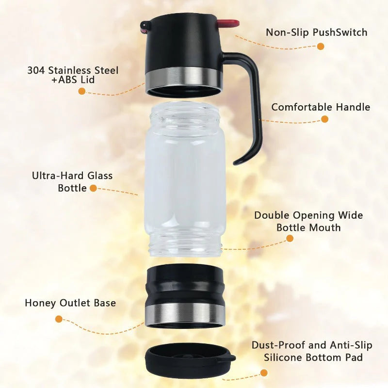 No-Drip Glass Honey Dispenser