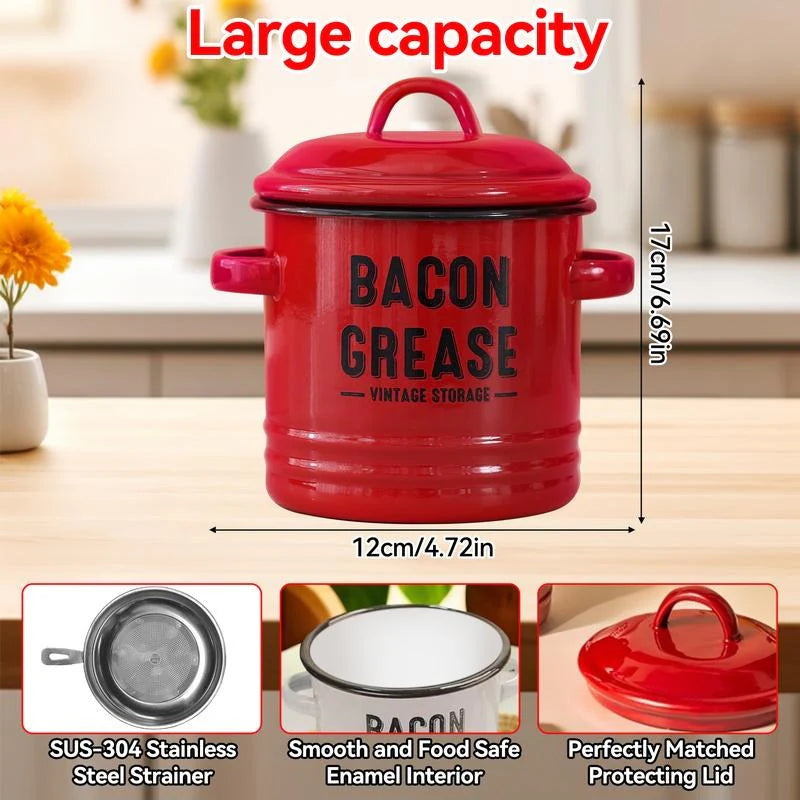 OilPot Bacon Grease Container with Strainer