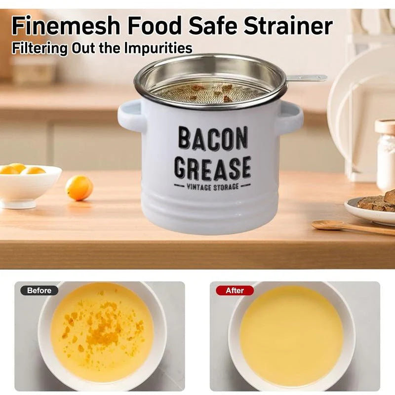 OilPot Bacon Grease Container with Strainer